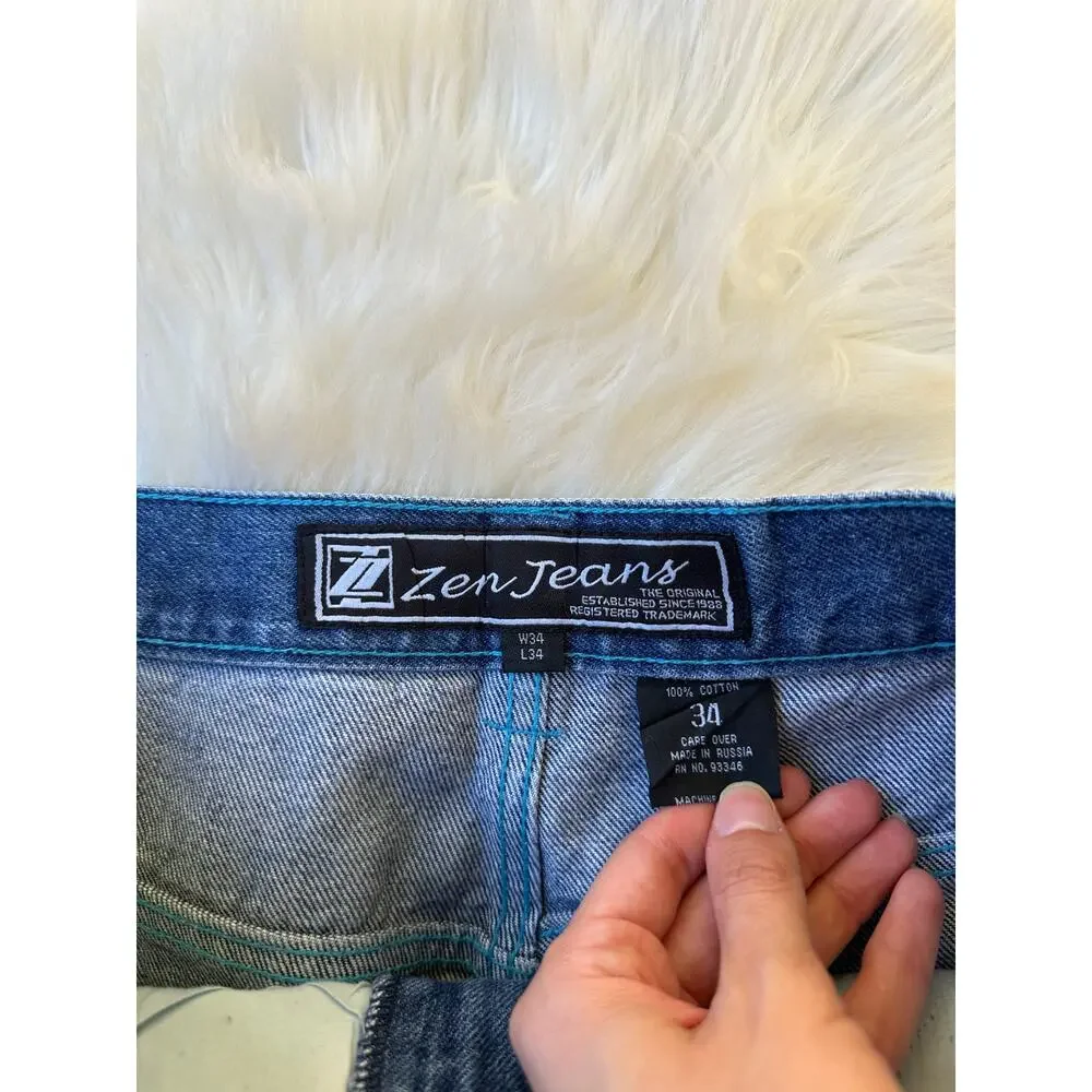 Vintage 90s Y2K Zen Baggy Cargo Denim Blue Jeans